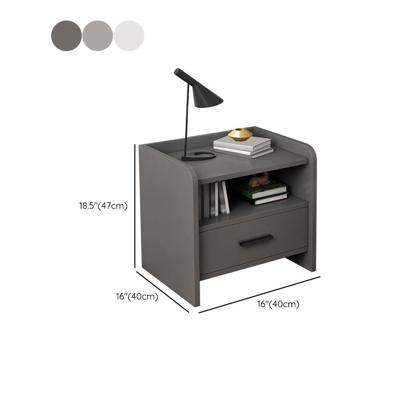 Modern Wooden Side Table with Drawer & Open Shelf – 16"x16"x18.5" | Timberland Home Furniture