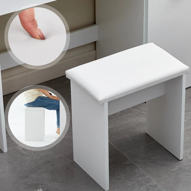 Modern White Dressing Table with Mirror & LED Lights | Elegant Vanity Set for Bedroom by Timberland Home Furniture