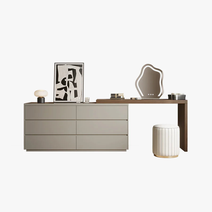 Modern Dressing Table Set with Mirror and Drawers – Sleek Timber Land Home Furniture