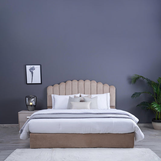 Modern Scalloped Upholstered Bed - Timber Land Home Furniture