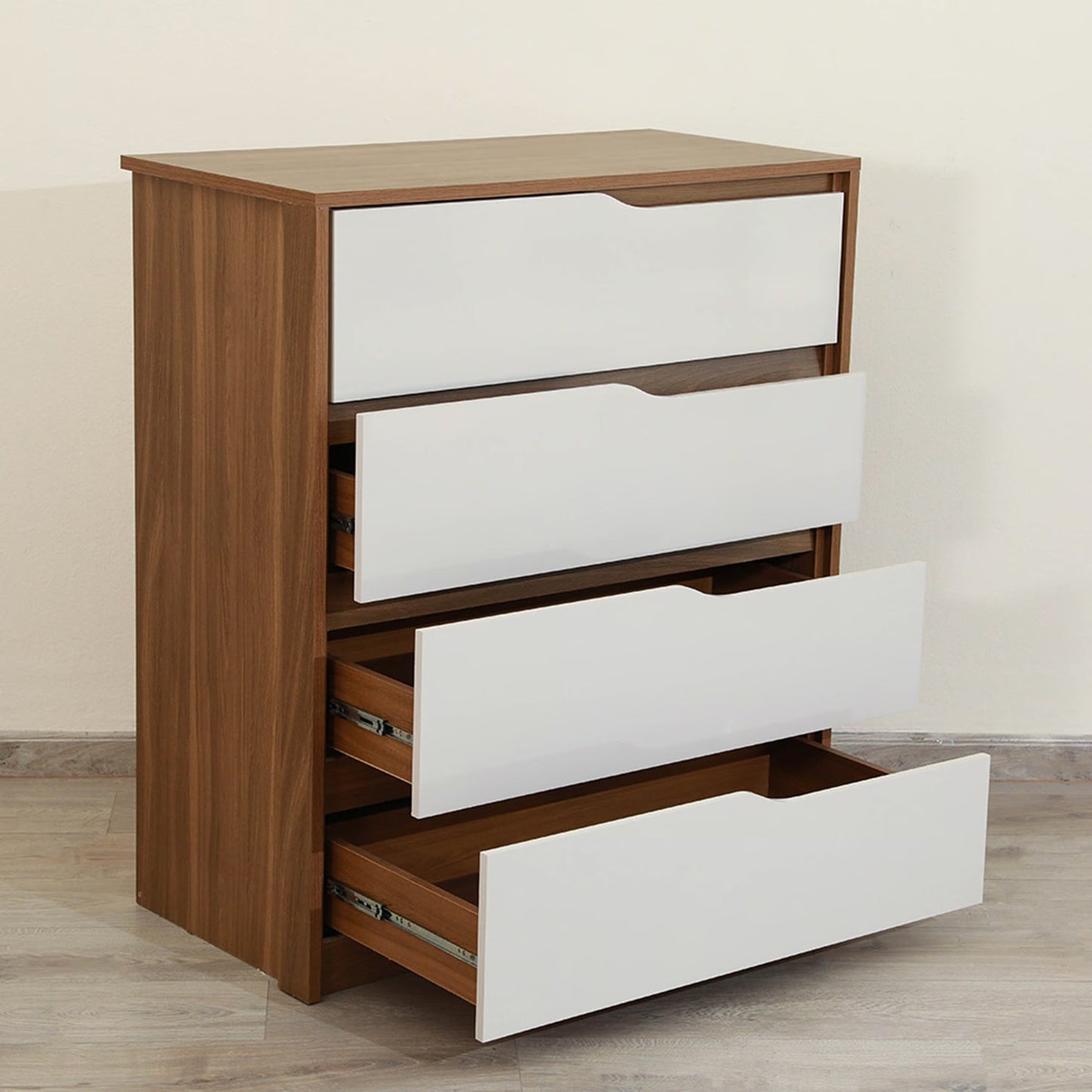 Modern White and Walnut Chest of Drawers | Timber land home furniture