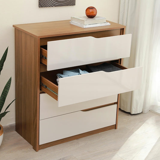 Modern White and Walnut Chest of Drawers | Timber land home furniture