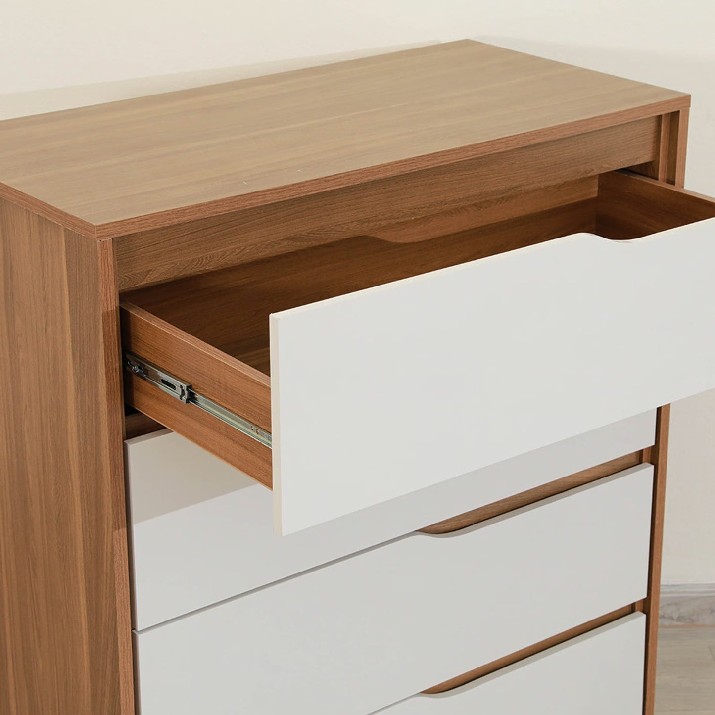 Modern White and Walnut Chest of Drawers | Timber land home furniture