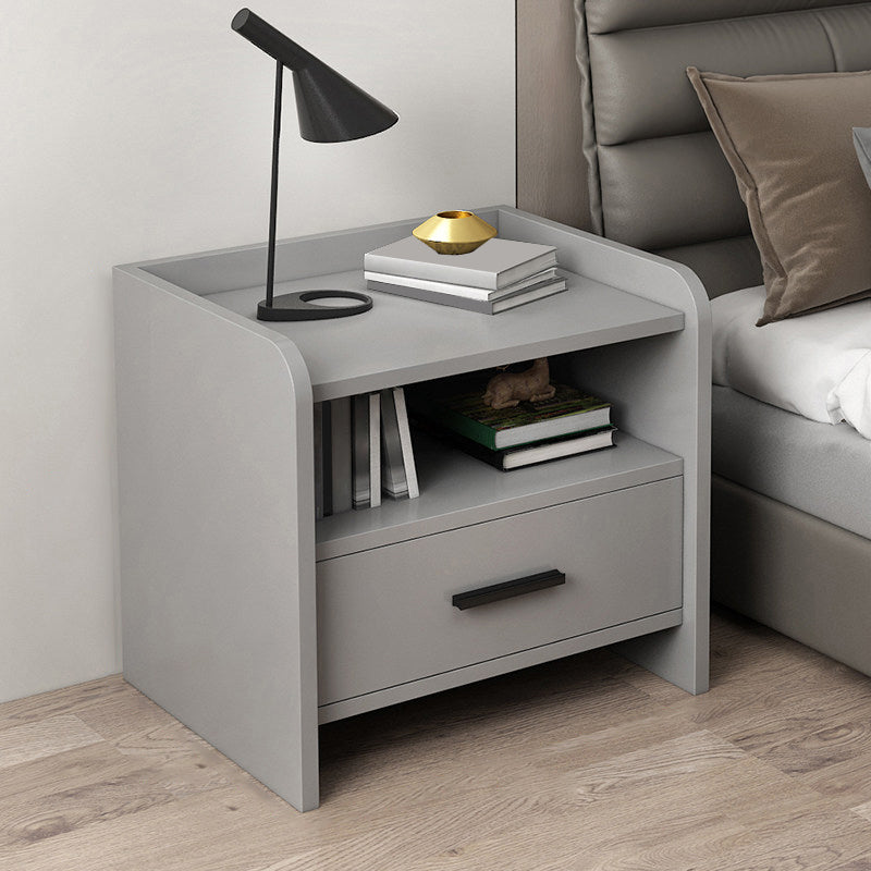Modern Wooden Side Table with Drawer & Open Shelf – 16"x16"x18.5" | Timberland Home Furniture