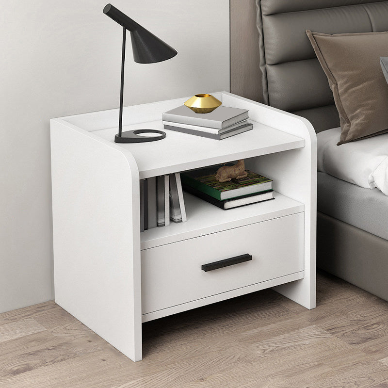 Modern Wooden Side Table with Drawer & Open Shelf – 16"x16"x18.5" | Timberland Home Furniture