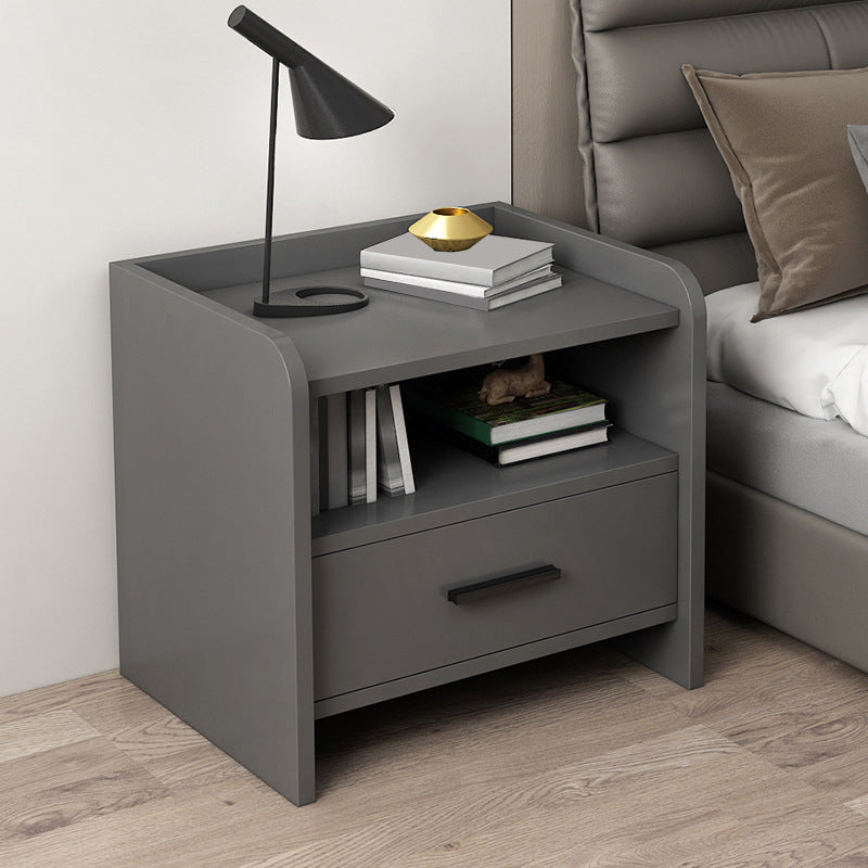 Modern Wooden Side Table with Drawer & Open Shelf – 16"x16"x18.5" | Timberland Home Furniture