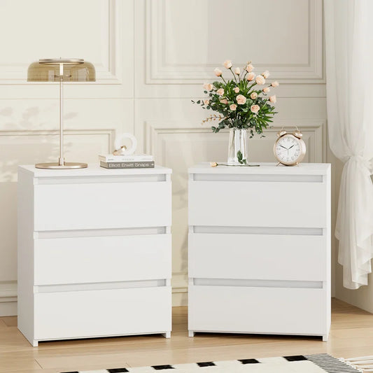 2-Piece 3-Drawer Nightstand Set – Space-Saving & Durable Design - Timber Land Home Furniture