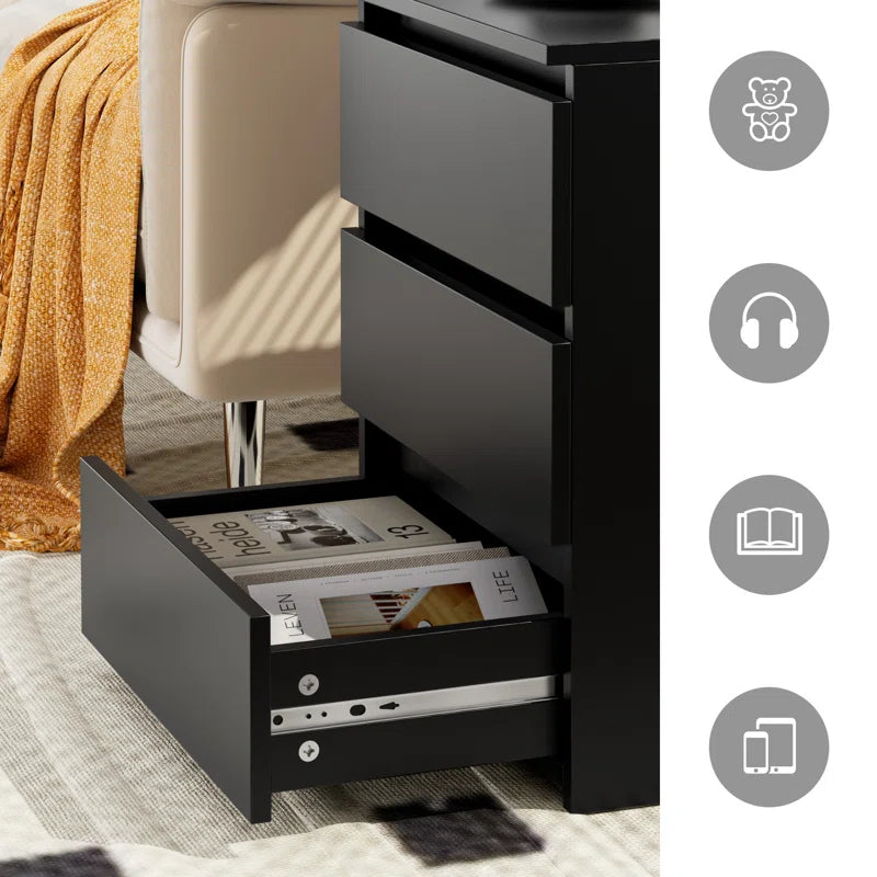 2-Piece 3-Drawer Nightstand Set – Space-Saving & Durable Design - Timber Land Home Furniture