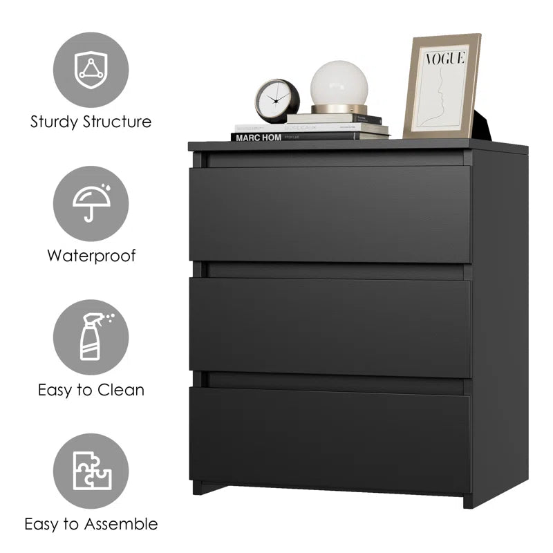 2-Piece 3-Drawer Nightstand Set – Space-Saving & Durable Design - Timber Land Home Furniture