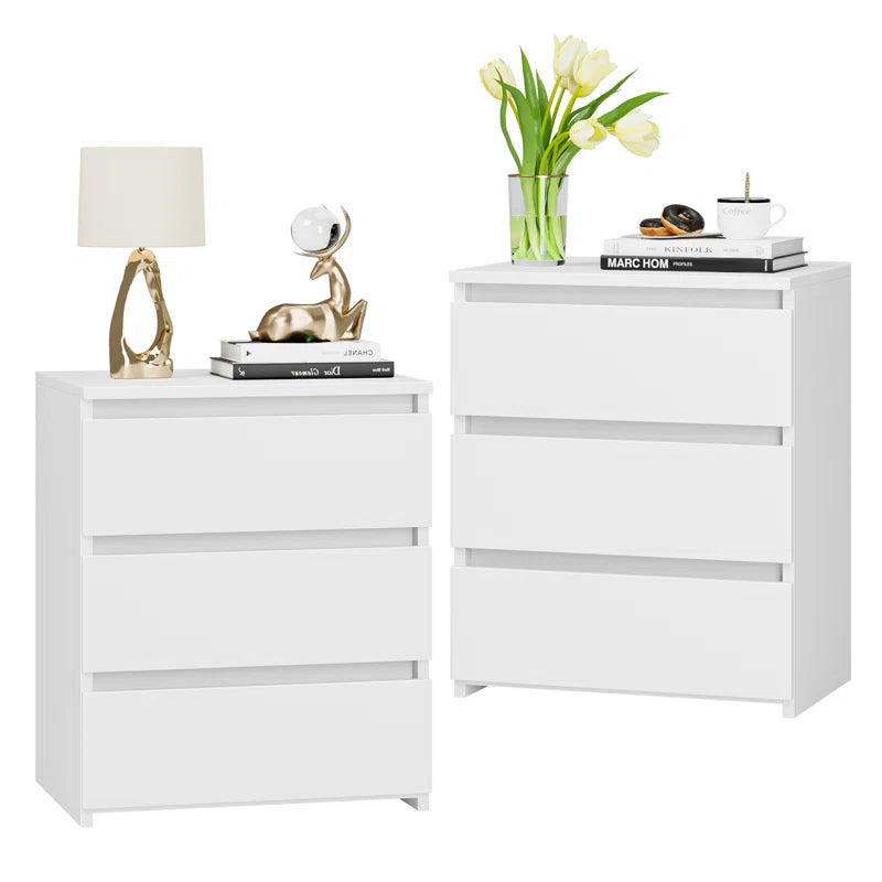 2-Piece 3-Drawer Nightstand Set – Space-Saving & Durable Design - Timber Land Home Furniture