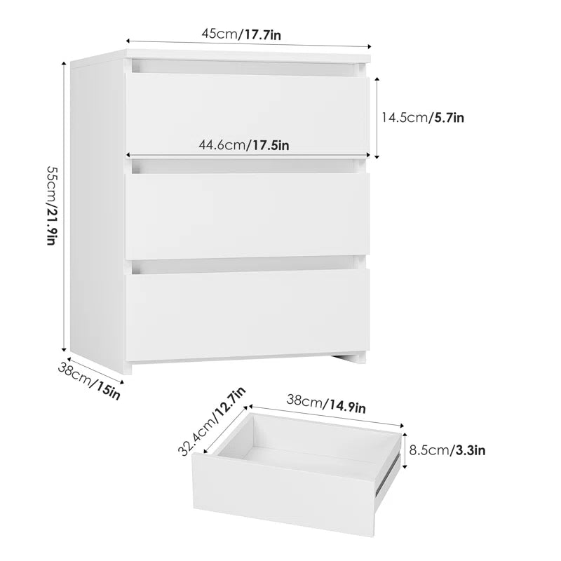 2-Piece 3-Drawer Nightstand Set – Space-Saving & Durable Design - Timber Land Home Furniture