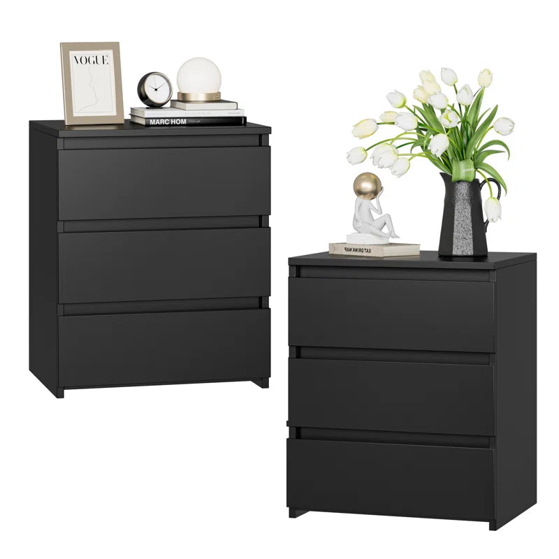 2-Piece 3-Drawer Nightstand Set – Space-Saving & Durable Design - Timber Land Home Furniture