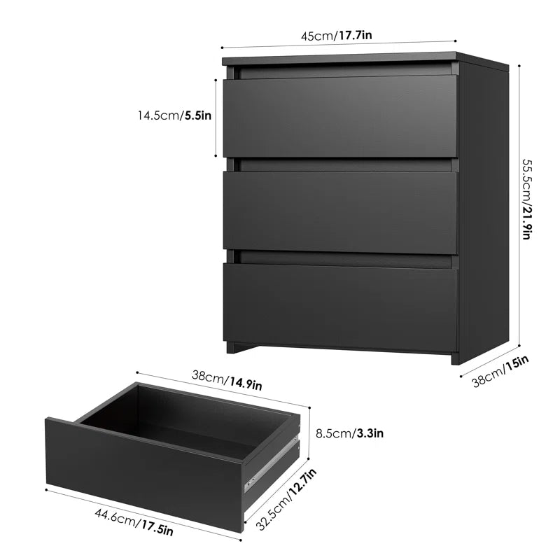 2-Piece 3-Drawer Nightstand Set – Space-Saving & Durable Design - Timber Land Home Furniture