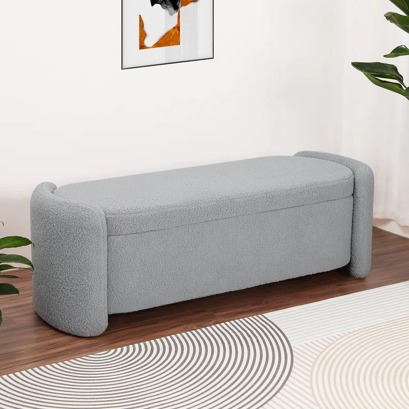 Dolift Modern Sherpa Storage Bench - Timber land home furniture