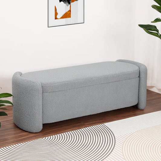Dolift Modern Sherpa Storage Bench - Timber land home furniture