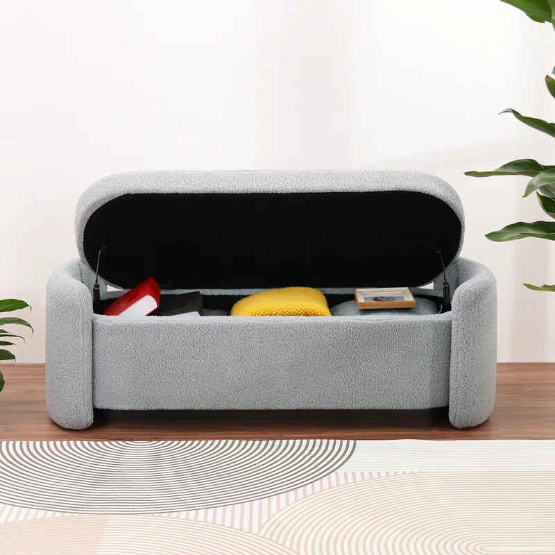 Dolift Modern Sherpa Storage Bench - Timber land home furniture