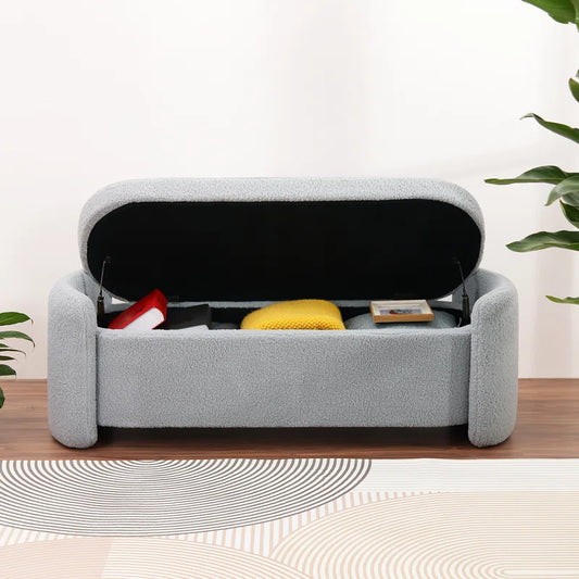 Dolift Modern Sherpa Storage Bench - Timber land home furniture