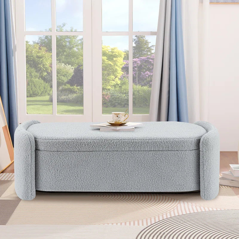 Dolift Modern Sherpa Storage Bench - Timber land home furniture