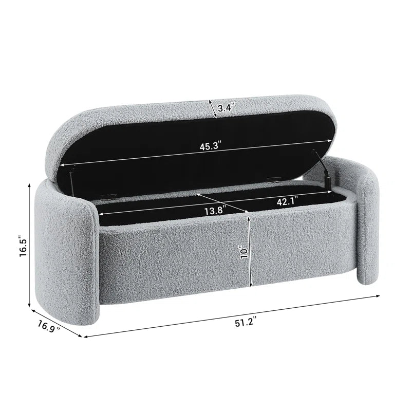 Dolift Modern Sherpa Storage Bench - Timber land home furniture
