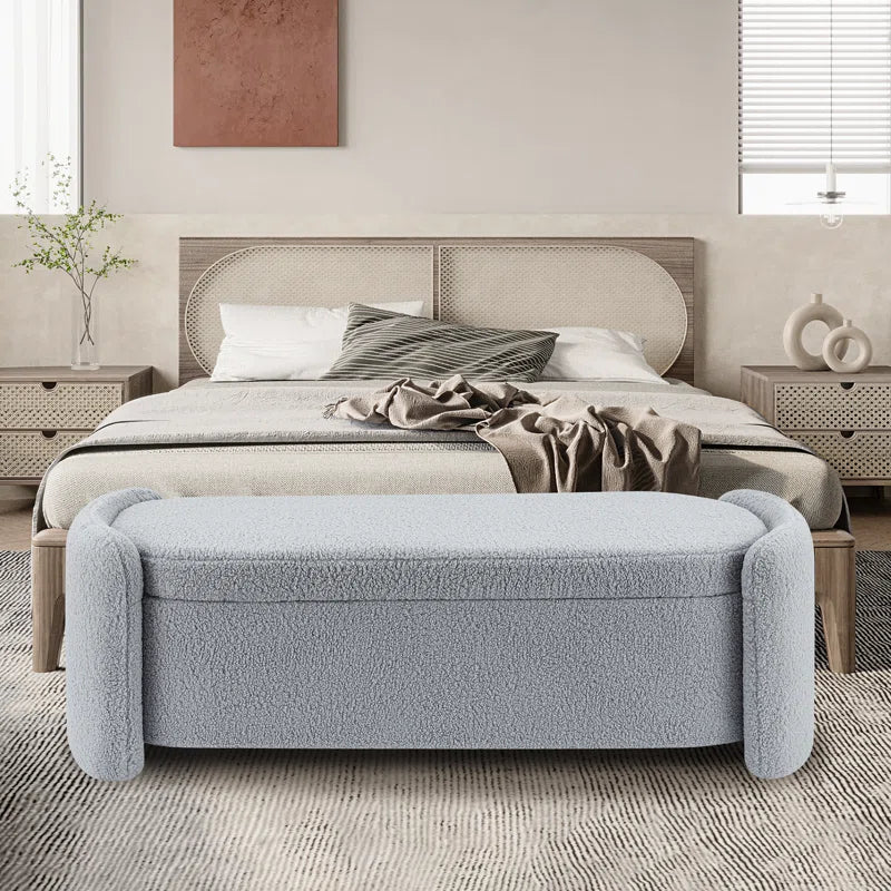 Dolift Modern Sherpa Storage Bench - Timber land home furniture