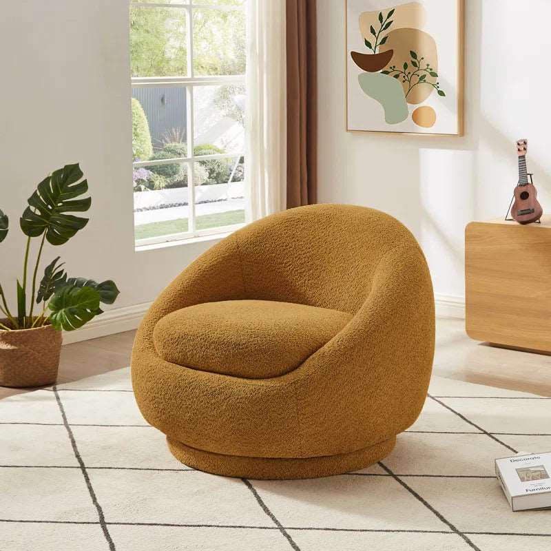 Cozy Boucle Upholstered Barrel Chair – Perfect for Modern Living Spaces