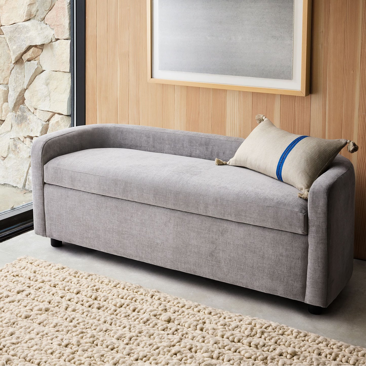 Modern Curved Storage Bench with Ample Storage - Timberland Home Furniture