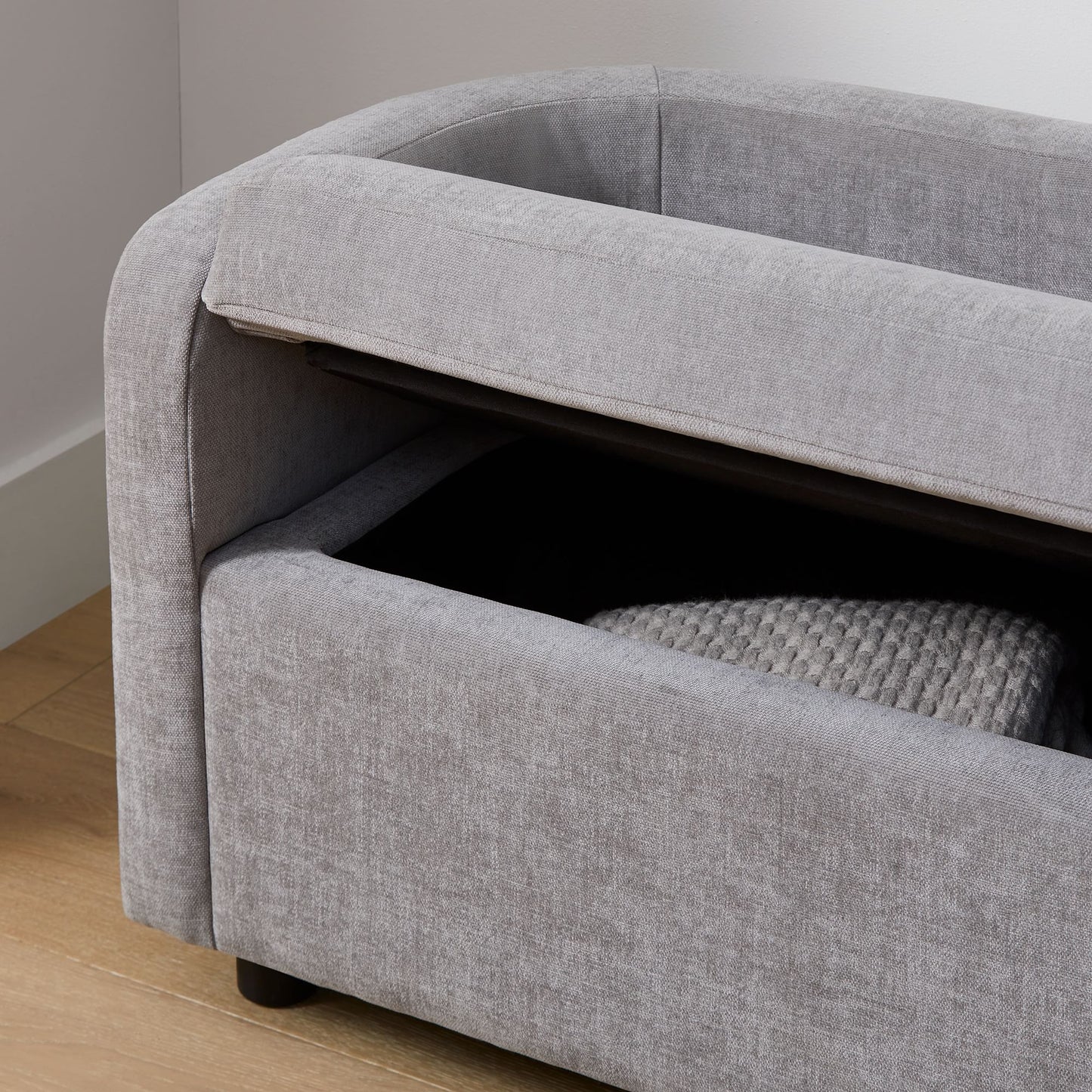 Modern Curved Storage Bench with Ample Storage - Timberland Home Furniture