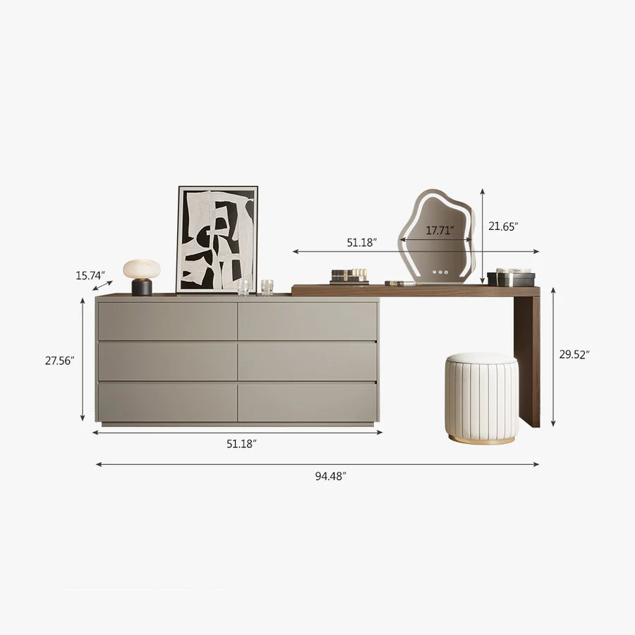 Modern Dressing Table Set with Mirror and Drawers – Sleek Timber Land Home Furniture