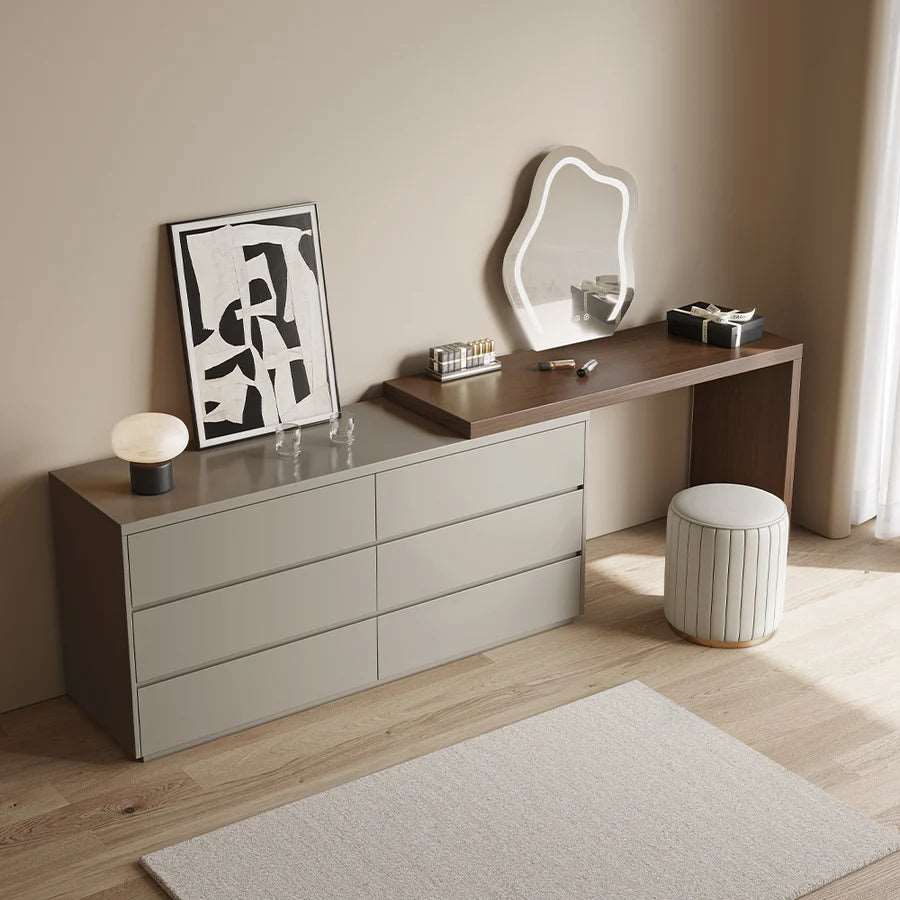 Modern Dressing Table Set with Mirror and Drawers – Sleek Timber Land Home Furniture