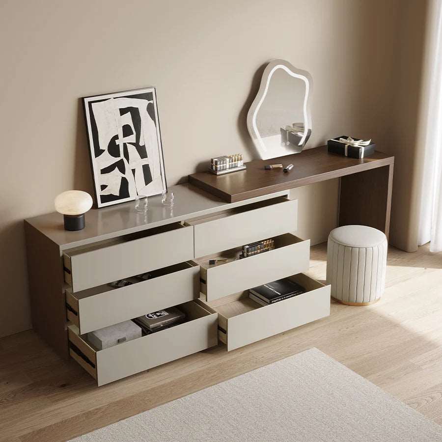Modern Dressing Table Set with Mirror and Drawers – Sleek Timber Land Home Furniture