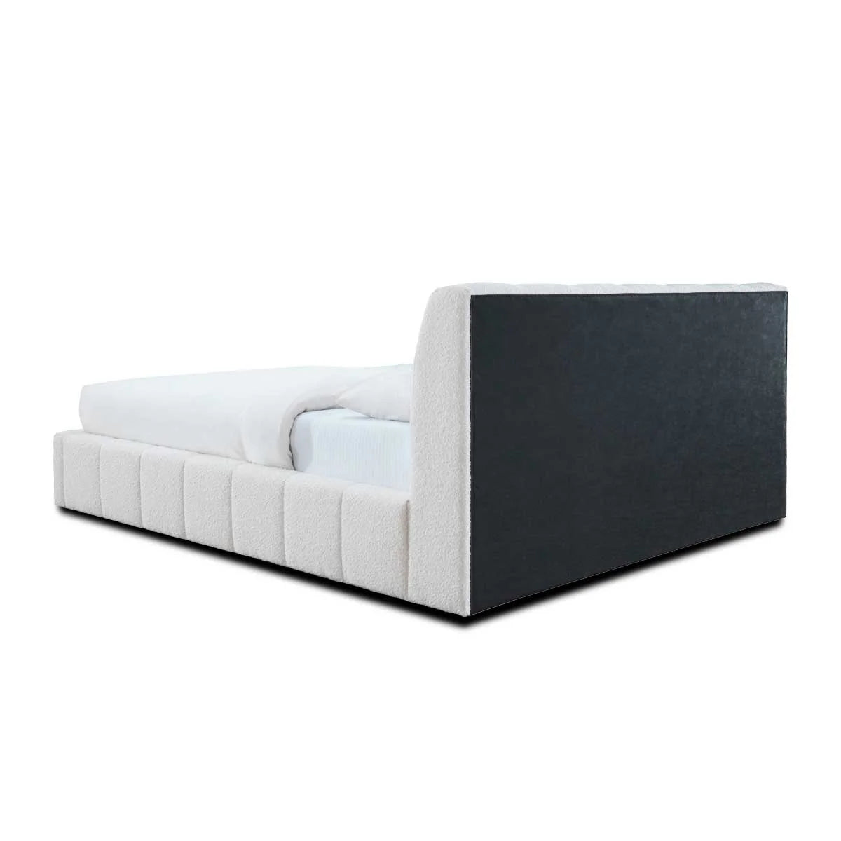 Modern Channel-Tufted White Upholstered Bed Frame - Luxurious and Sturdy Design | Timber Land Home Furniture
